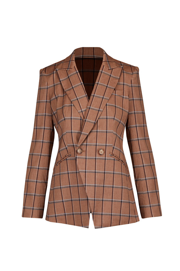 Veronica Beard Rickie Dickey Ochre Multi-Colored Plaid Jacket - view 1
