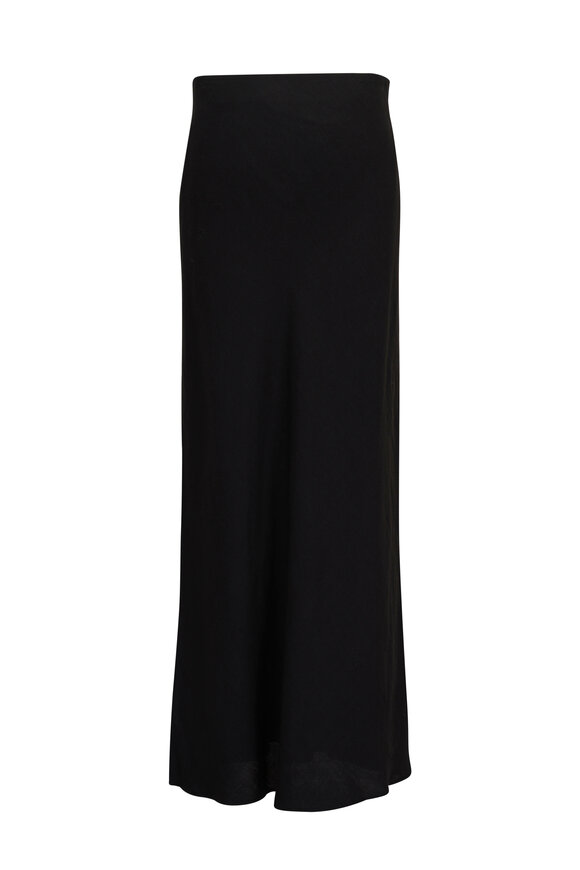 Brunello Cucinelli - Black Stretch Linen Side Slit Maxi Skirt