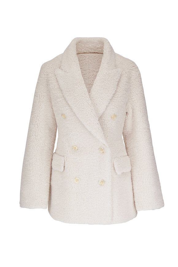 Dorothee Schumacher - Cozy Statement Cotton White Faux Shearling Jacket 