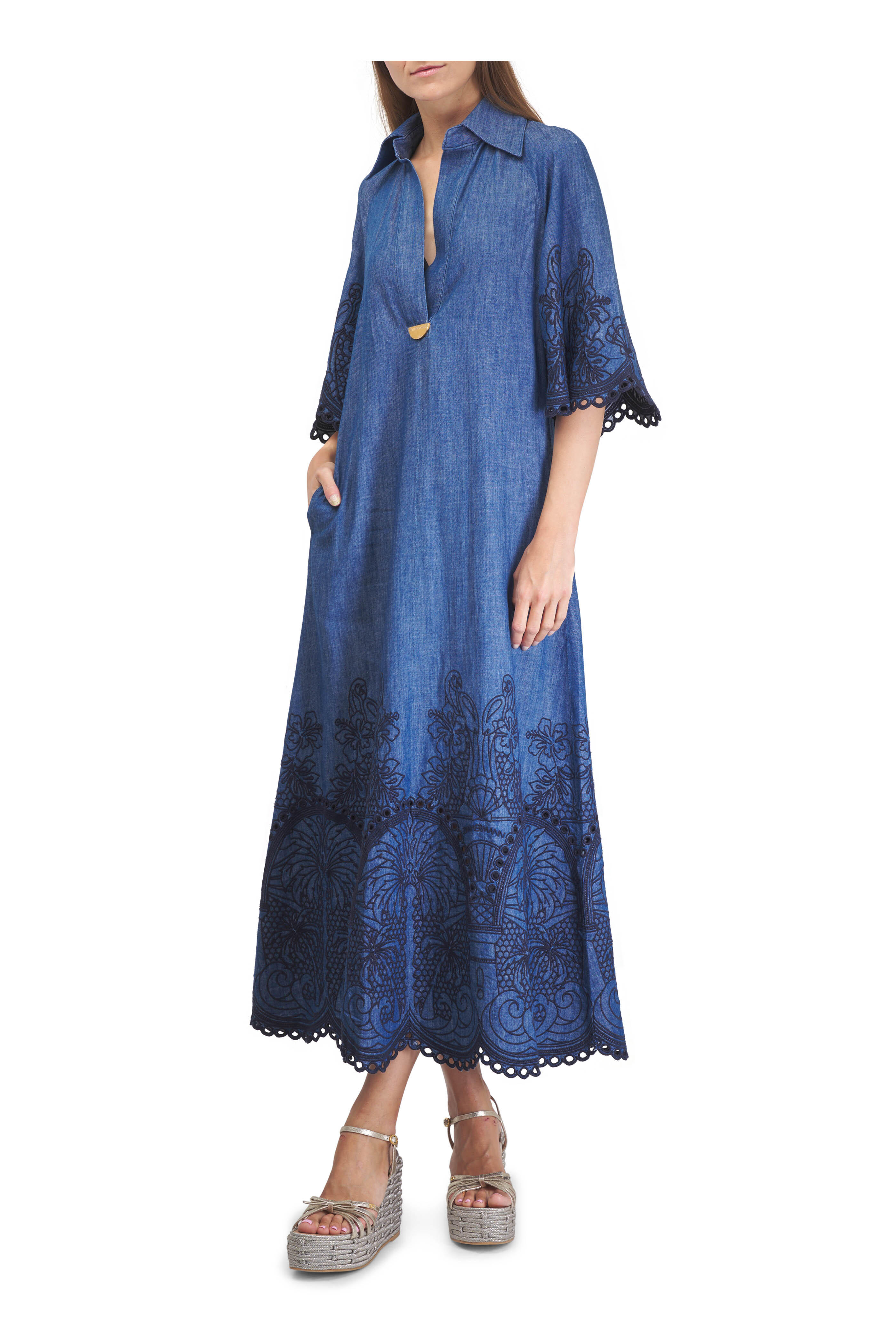 ワンピース ZIMMERMANN COCO EMBROIDERED DENIM DRESS Zimmermann Women's Coco Embroidered Denim Dress | A.K. Rikk's