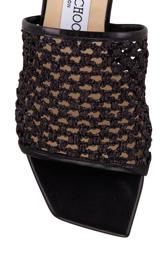 Jimmy Choo - Themis Black Woven Raffia Sandal, 45mm