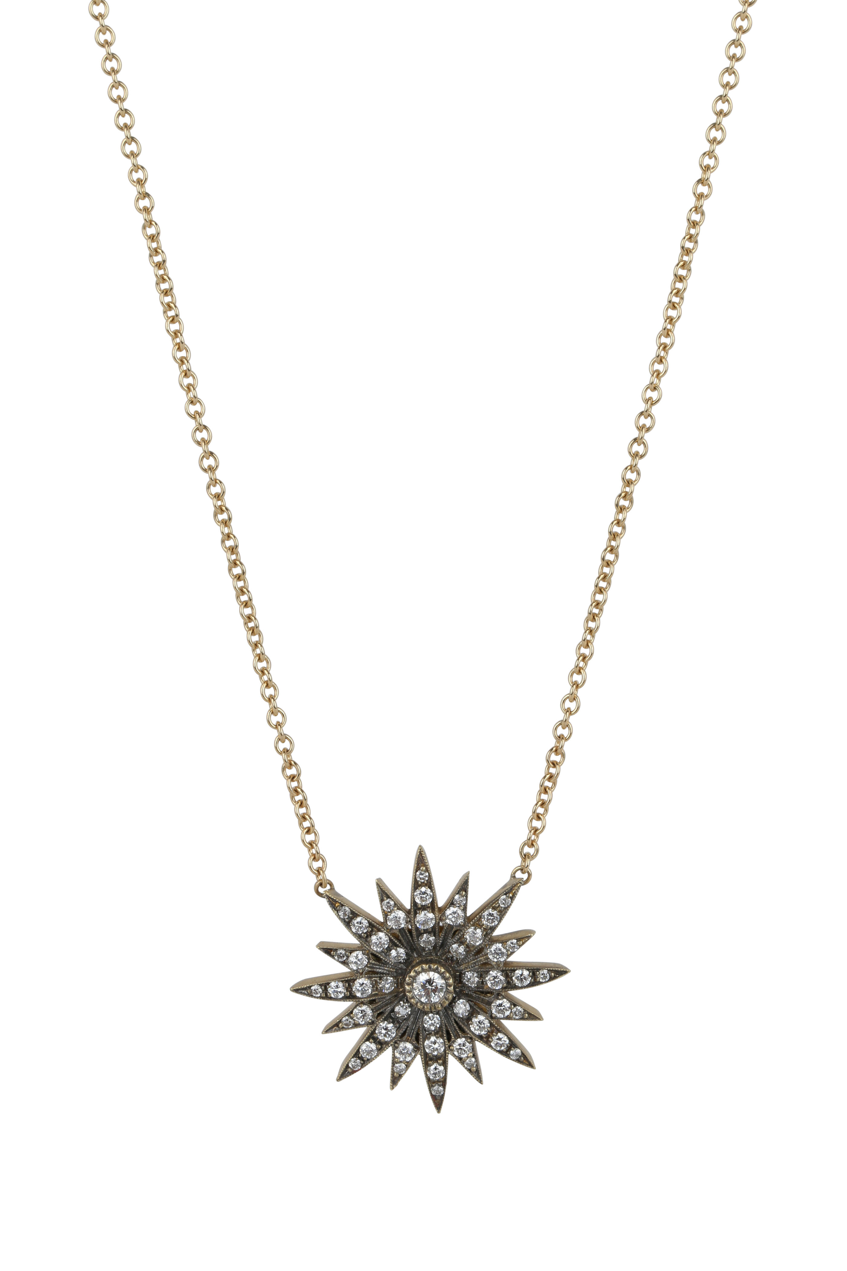 Sylva & Cie - 18K Yellow Gold Starburst Pendant Necklace