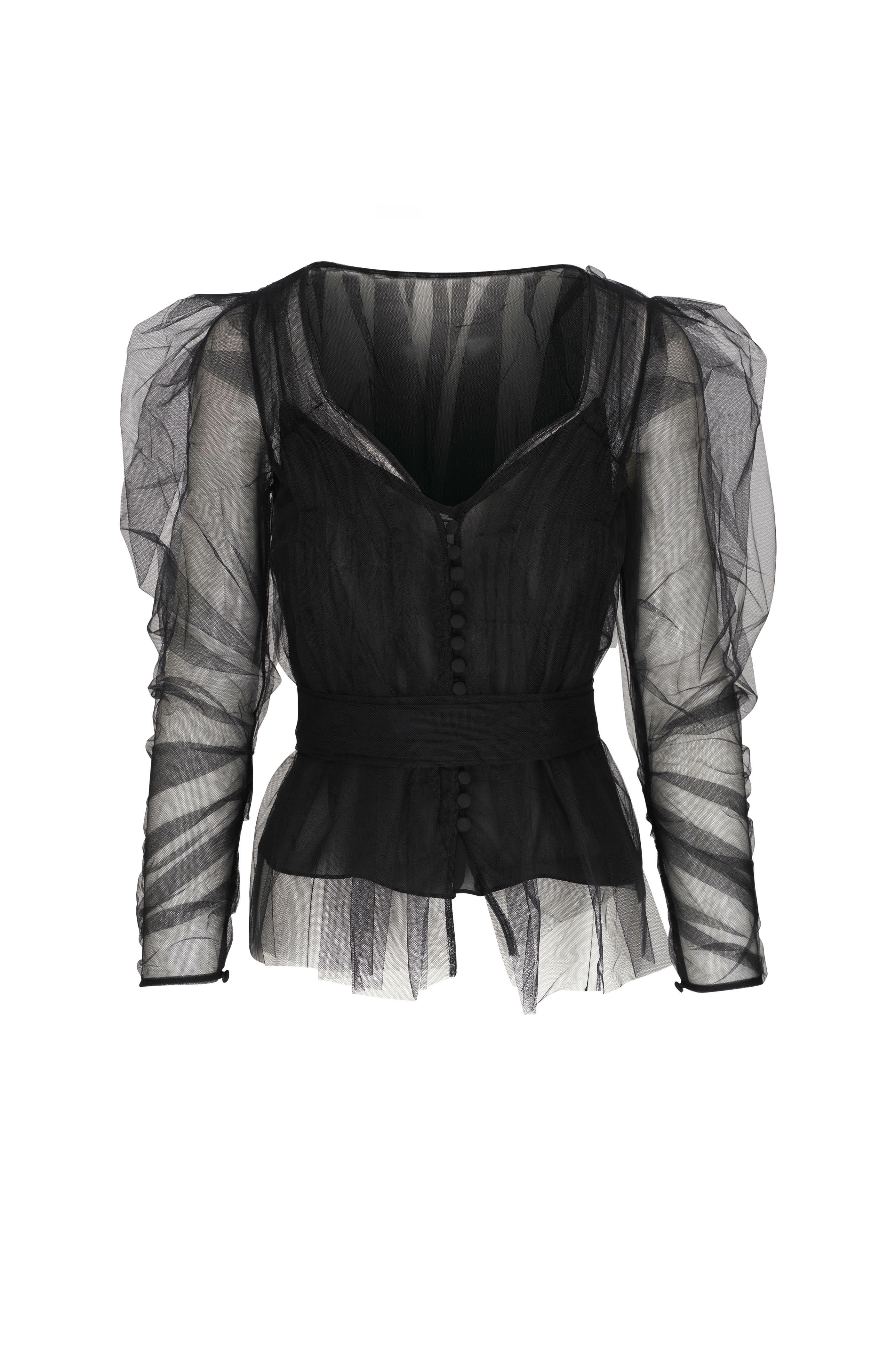 Perfume Closet　Sheer Gathered Top /Black Perfume Closet Sheer Gathered Top /Black Collection ｜ Perfume Closet