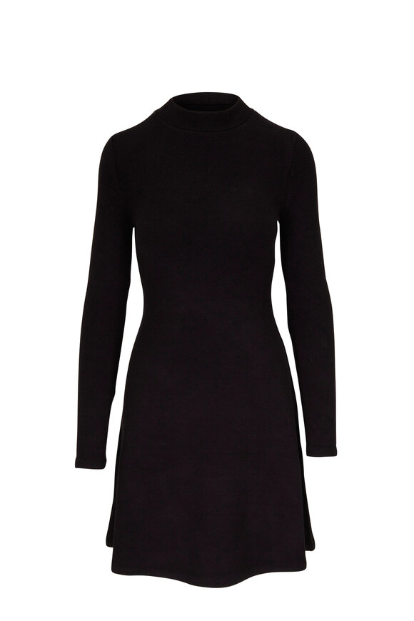 Vince - Black Mock Neck Long Sleeve Dress