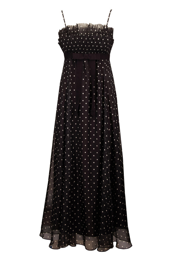 Zimmermann Black Dot Frill Pleated Midi Dress - view 1