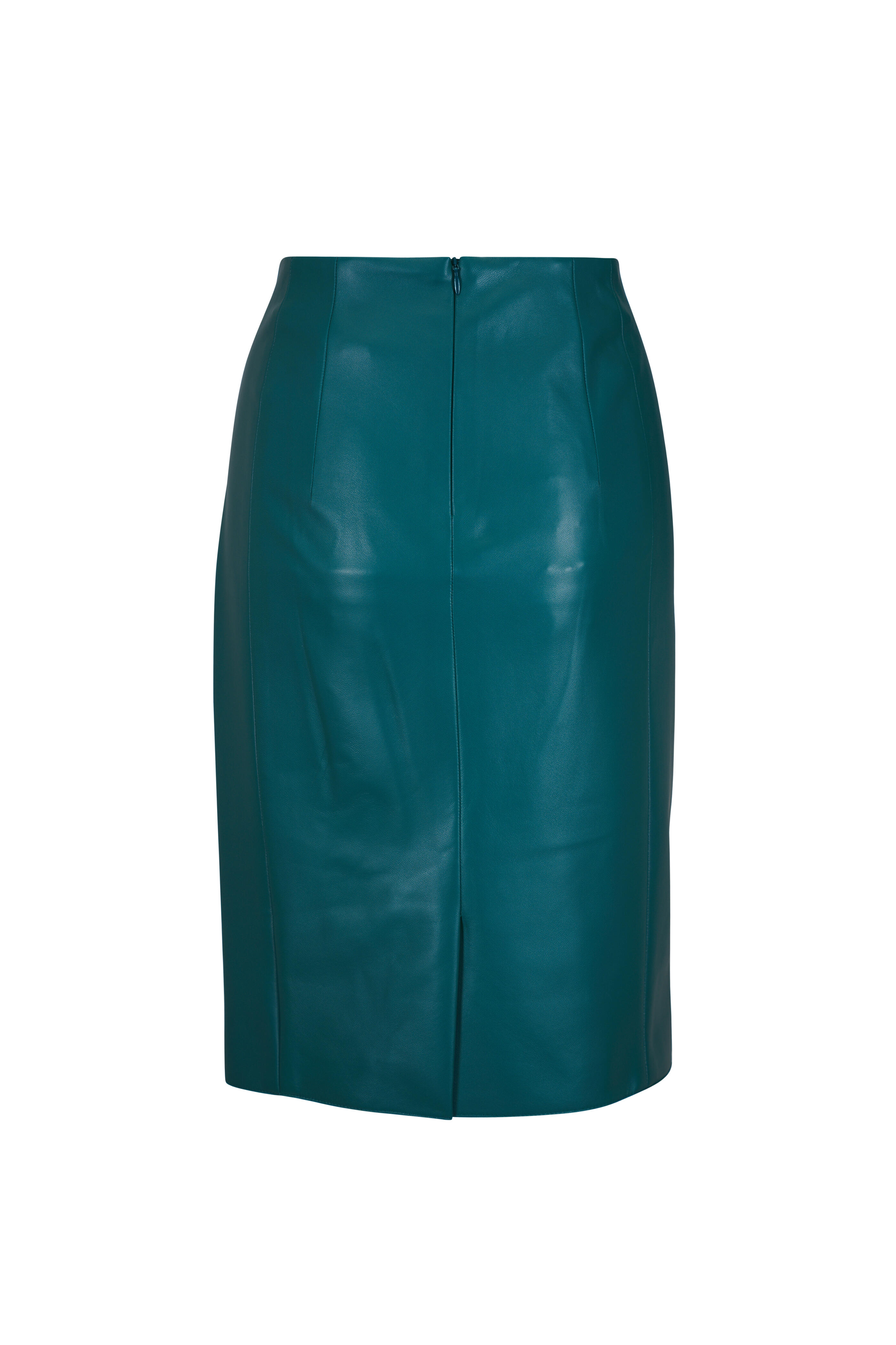Akris - River Green Leather Pencil Skirt