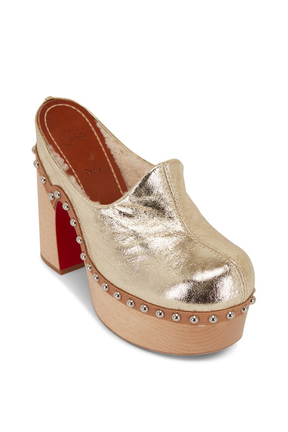 Christian Louboutin - Joan Metallic Shearling Lined Clog, 130mm
