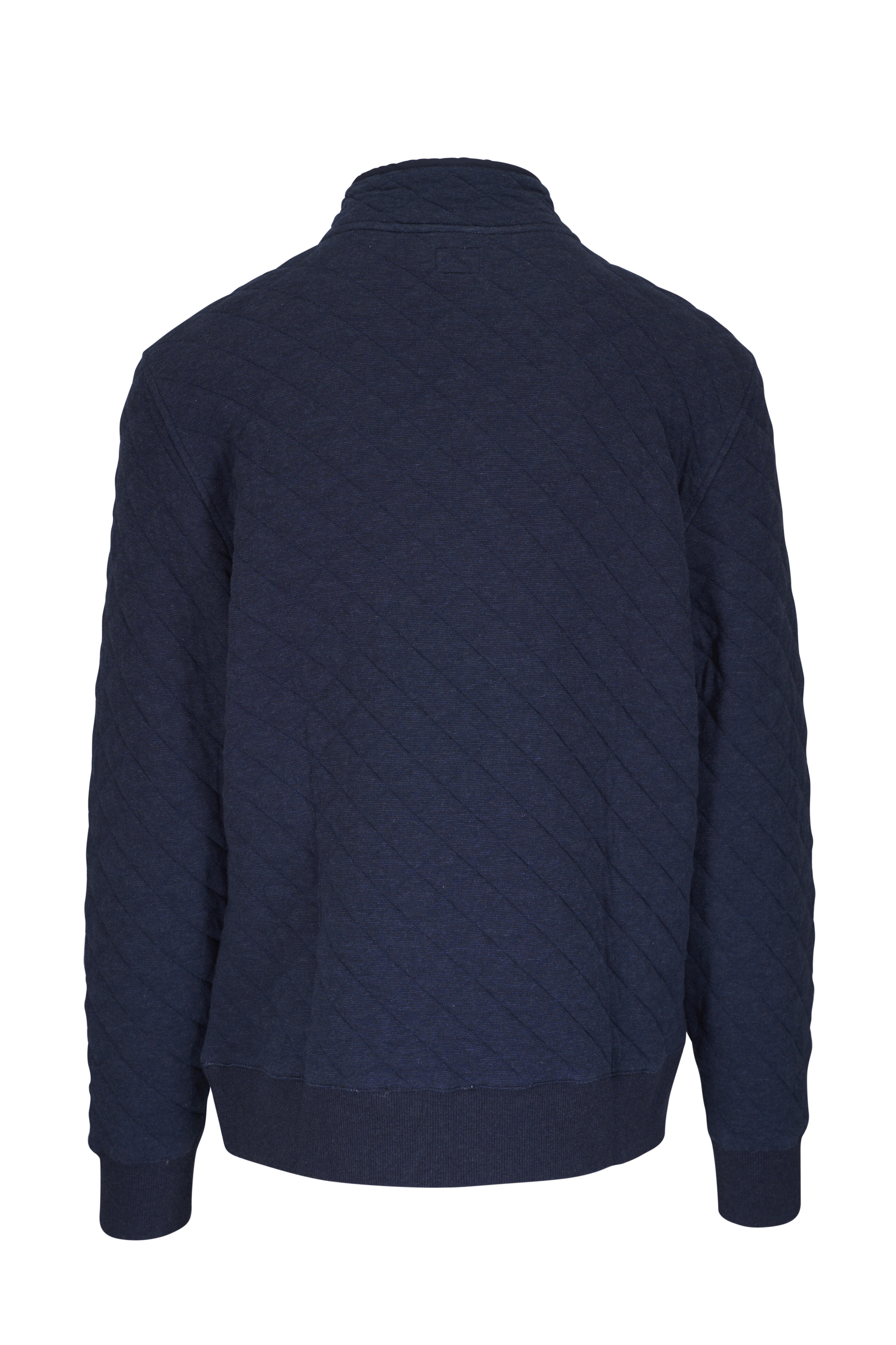 Faherty Brand - Epic Navy Mélange Quilted Fleece Pullover