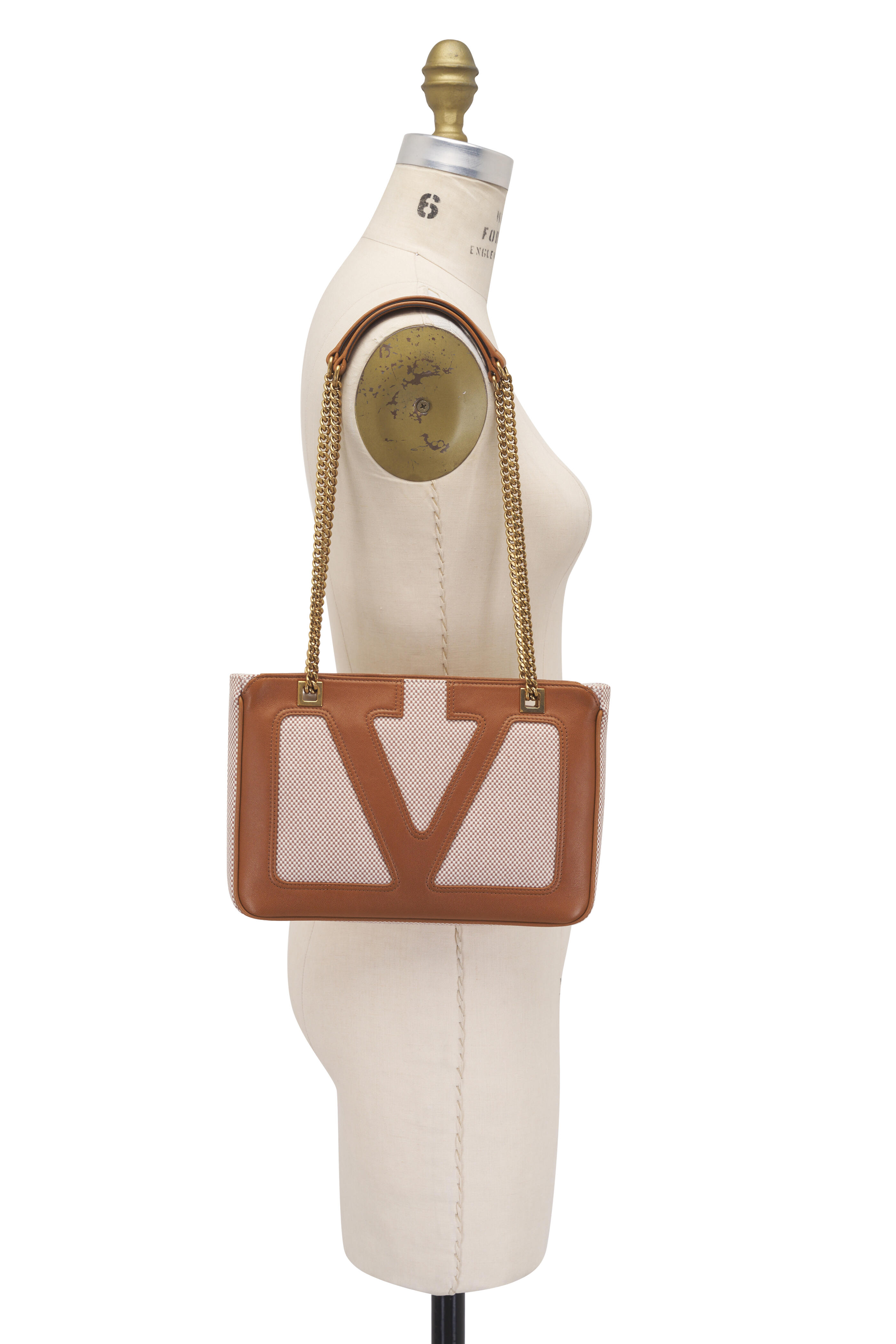 Valentino Garavani - Small Viva Superstar Brown & Natural Canvas Tote