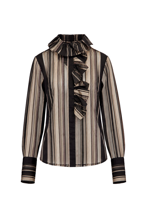 Sara Roka Black & Gold Stripe Shazi Blouse - view 1
