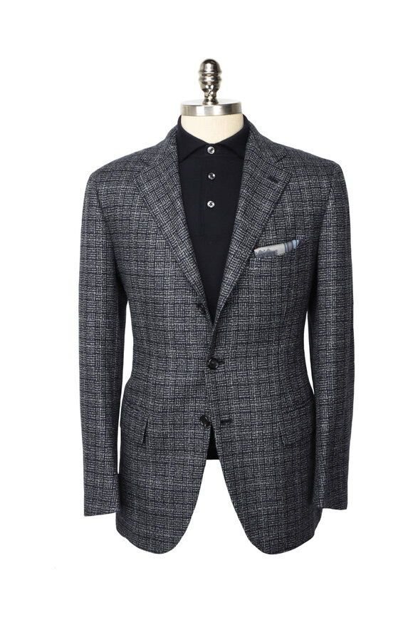 Cesare Attolini Gray & Navy Basketweave Sportcoat - view 2