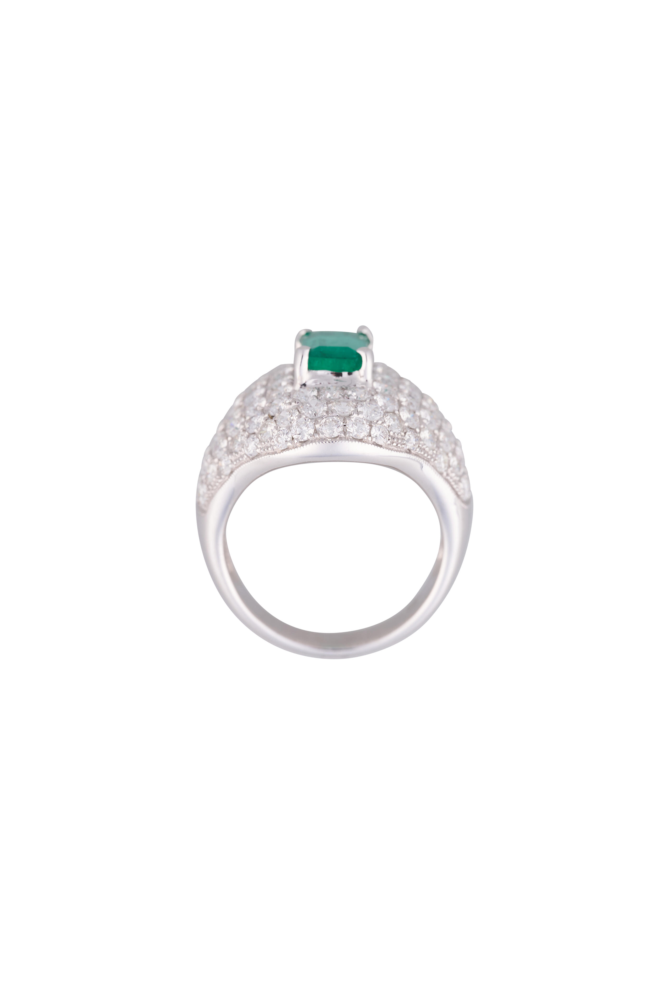 Dave Courtney Rings Courtney Davis - 18k White Gold Diamond & Emerald Signet Ring