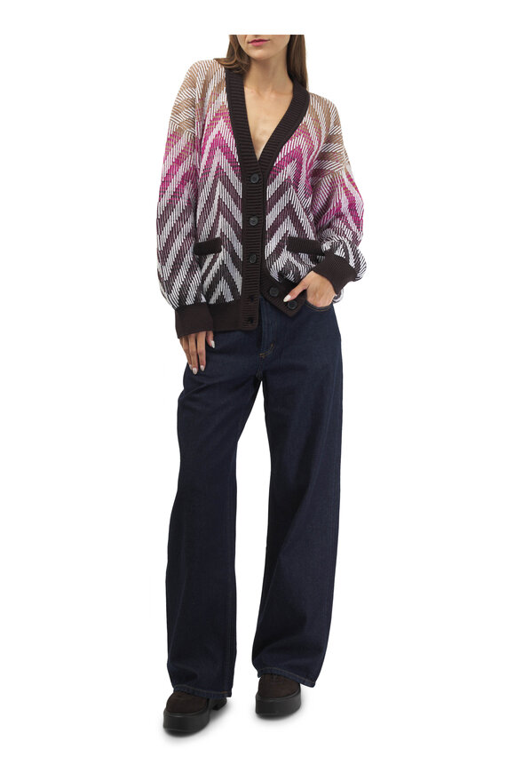 Missoni - Multicolor Chevron Wool & Cotton Ribbed Cardigan