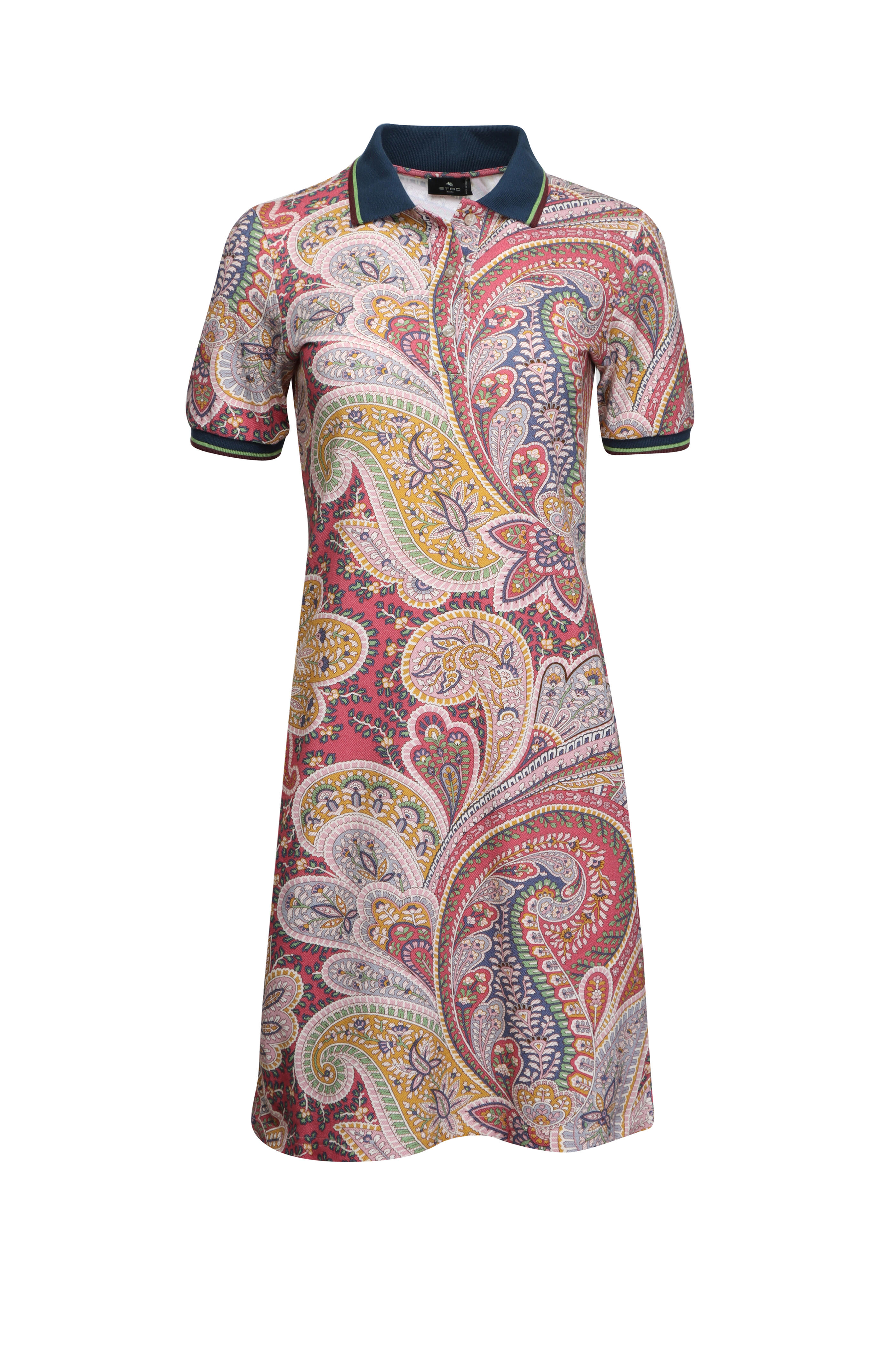 Etro - Burgundy Paisley Short Sleeve Mini Dress