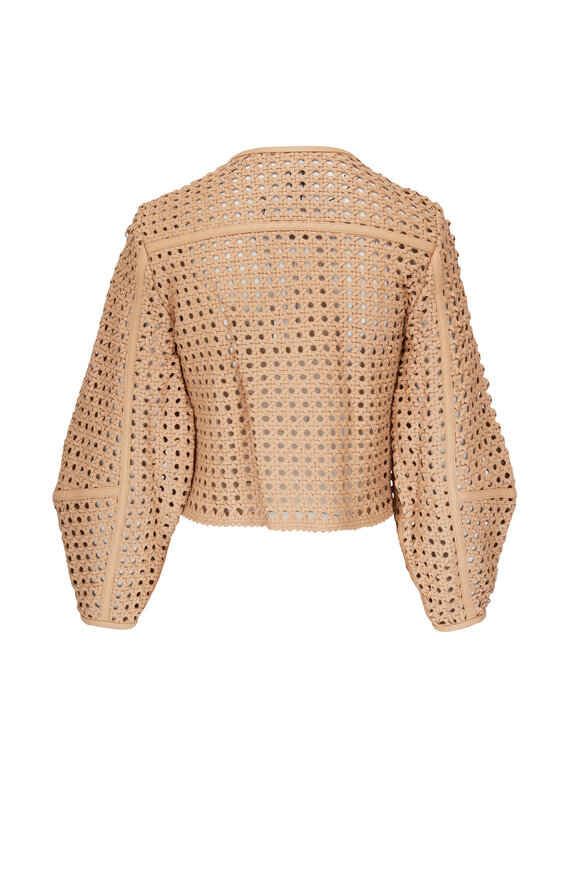 Veronica Beard - Fio Natural Basketweave Leather Jacket