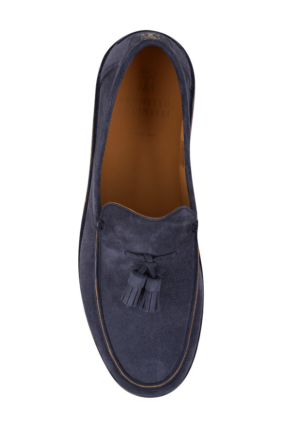 Brunello Cucinelli - Blue Denim Suede Tassel Loafer