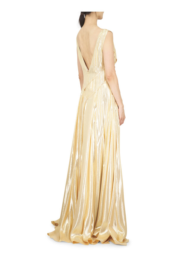 Akris Gold Silk Lamè Asymmetrical Gown - view 4