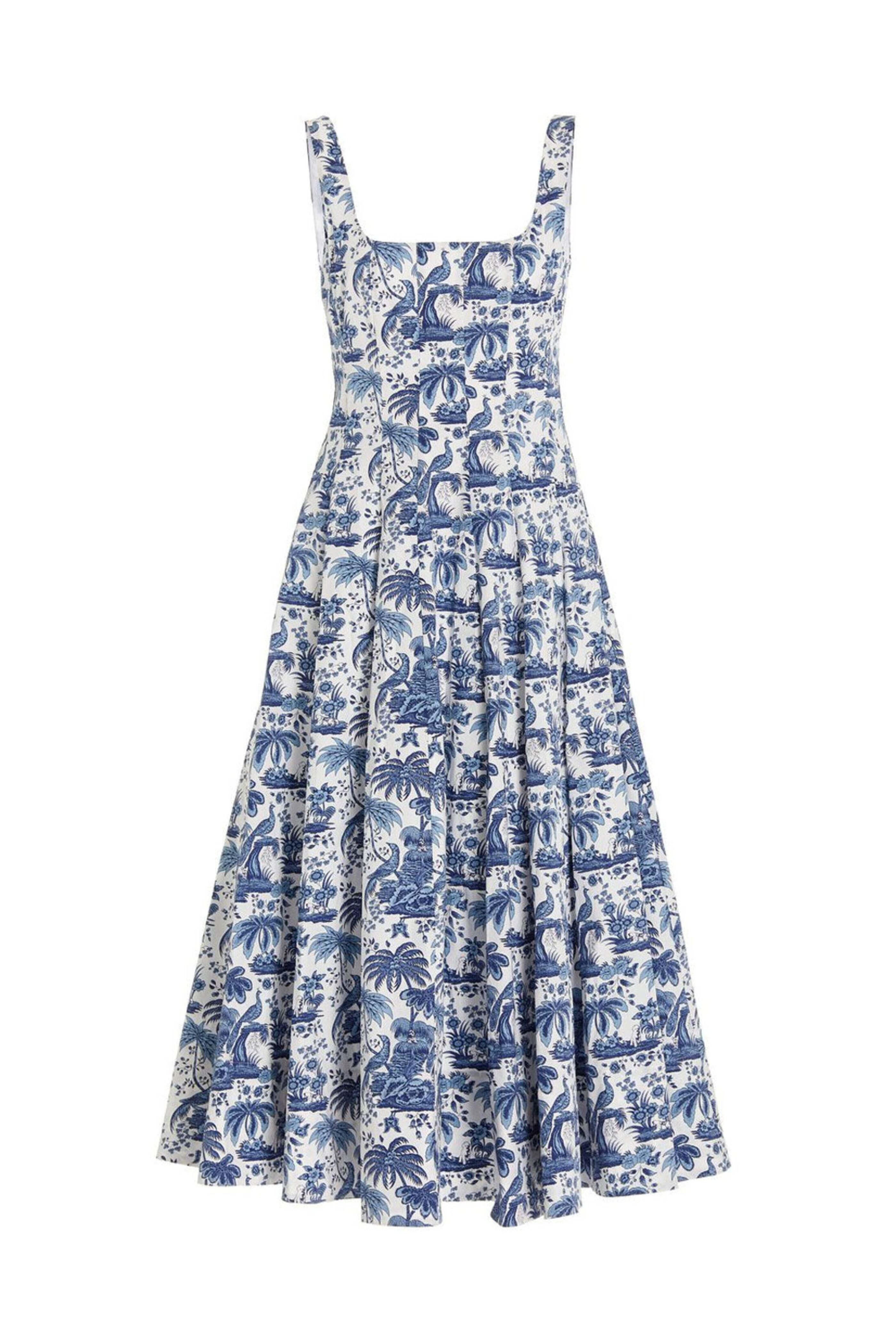 Staud - China Blue Toile Wells Midi Dress