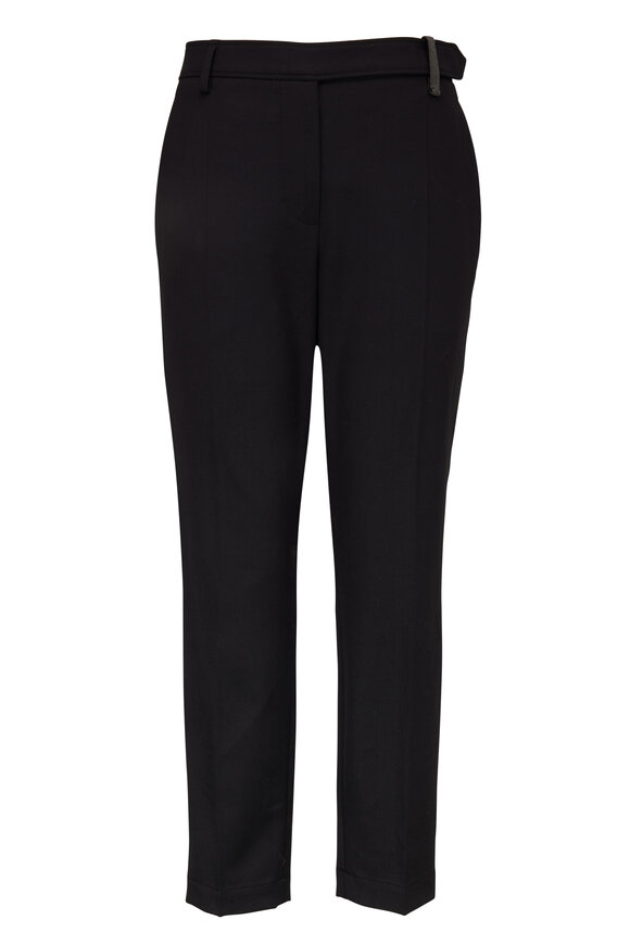 Brunello Cucinelli - Black Stretch Wool Extended Tab Pant