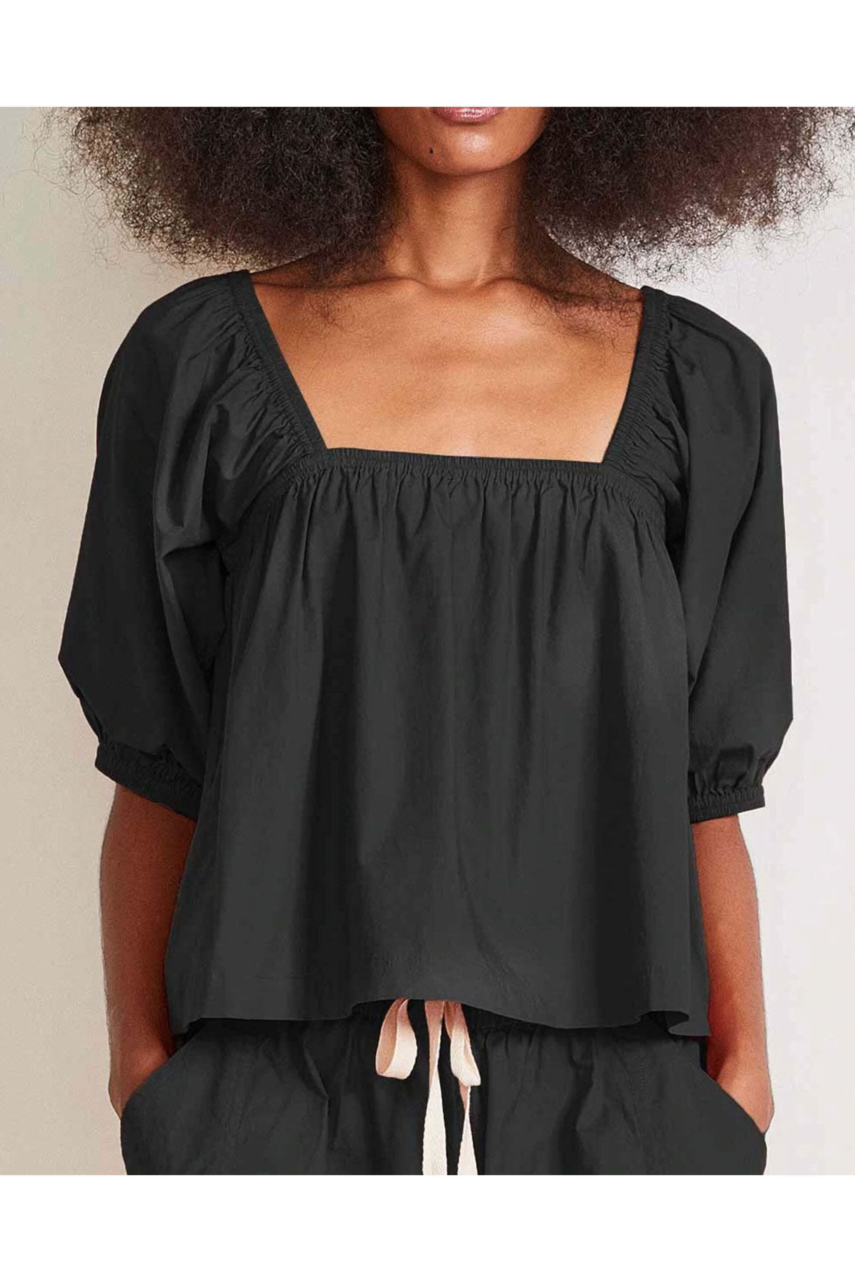 Apiece Apart - Black Gali Shirred Top
