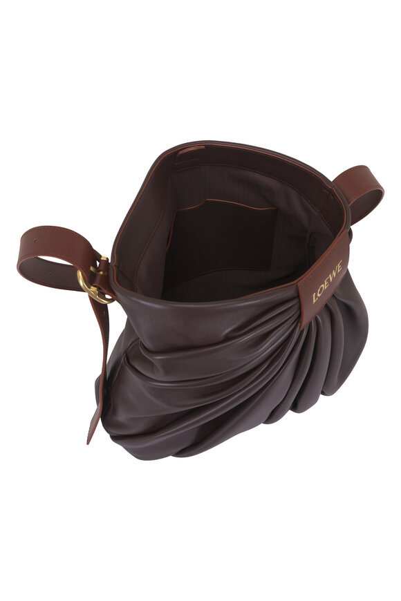 Loewe Draped Dark Chestnut Mellow Leather Tote - view 5