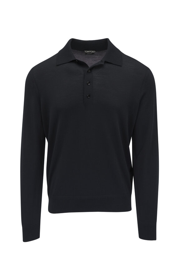 Tom Ford Black Fine Gauge Wool Polo