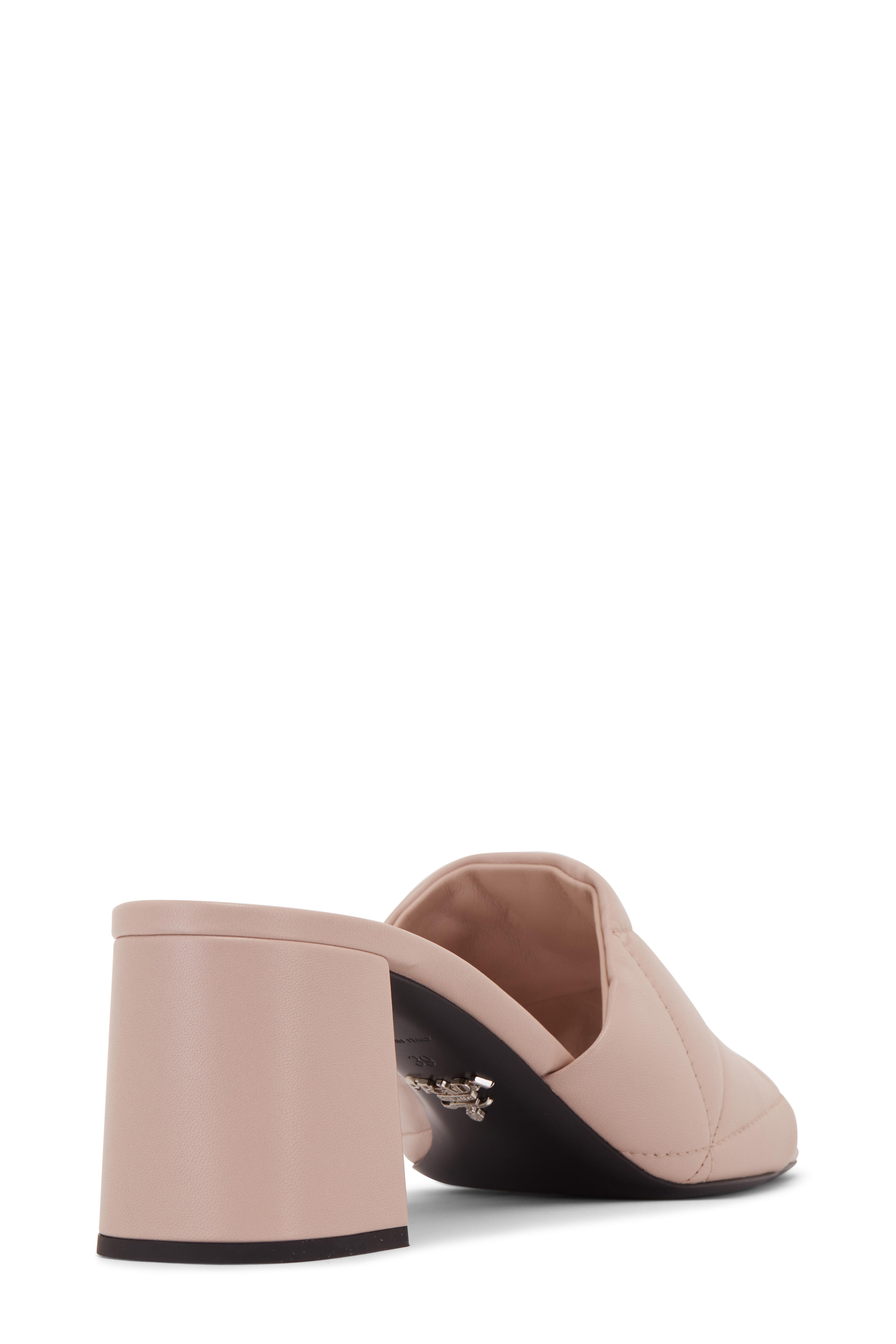 Prada - Nude Quilted Leather Open Toe Slide, 65mm