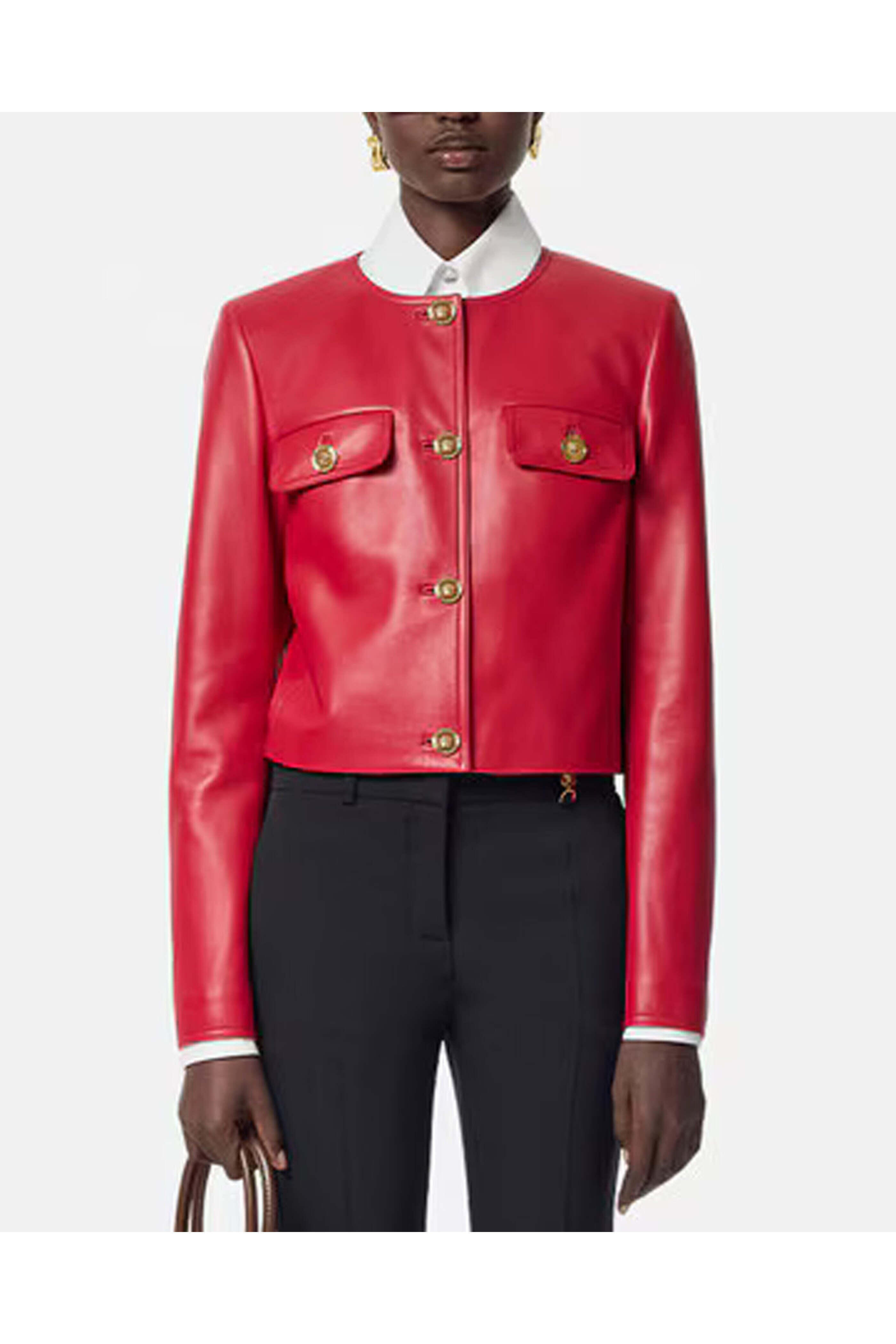 Versace - Lipstick Red Leather Jacket