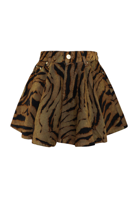 Ganni Khaki Zebra Print Mini Skirt
