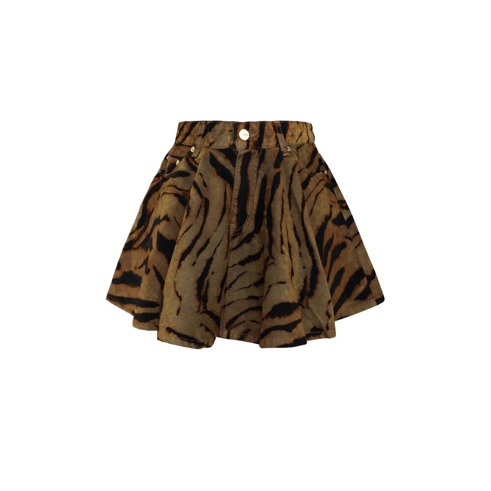 Ganni - Khaki Zebra Print Mini Skirt | Mitchell Stores