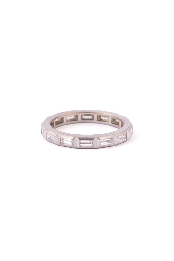 Sylva & Cie 18k White Gold Baguette Diamond Band - view 1