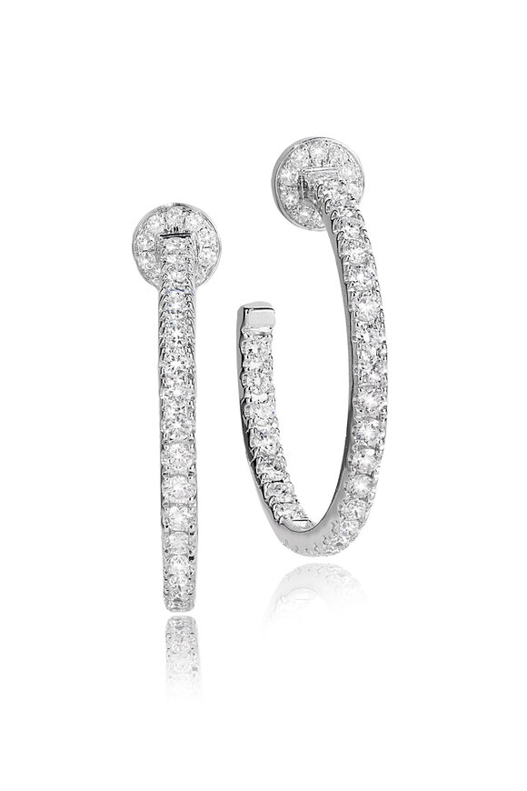 Nam Cho - Modern 1CT Inside Outside Diamond Hoop Earrings 