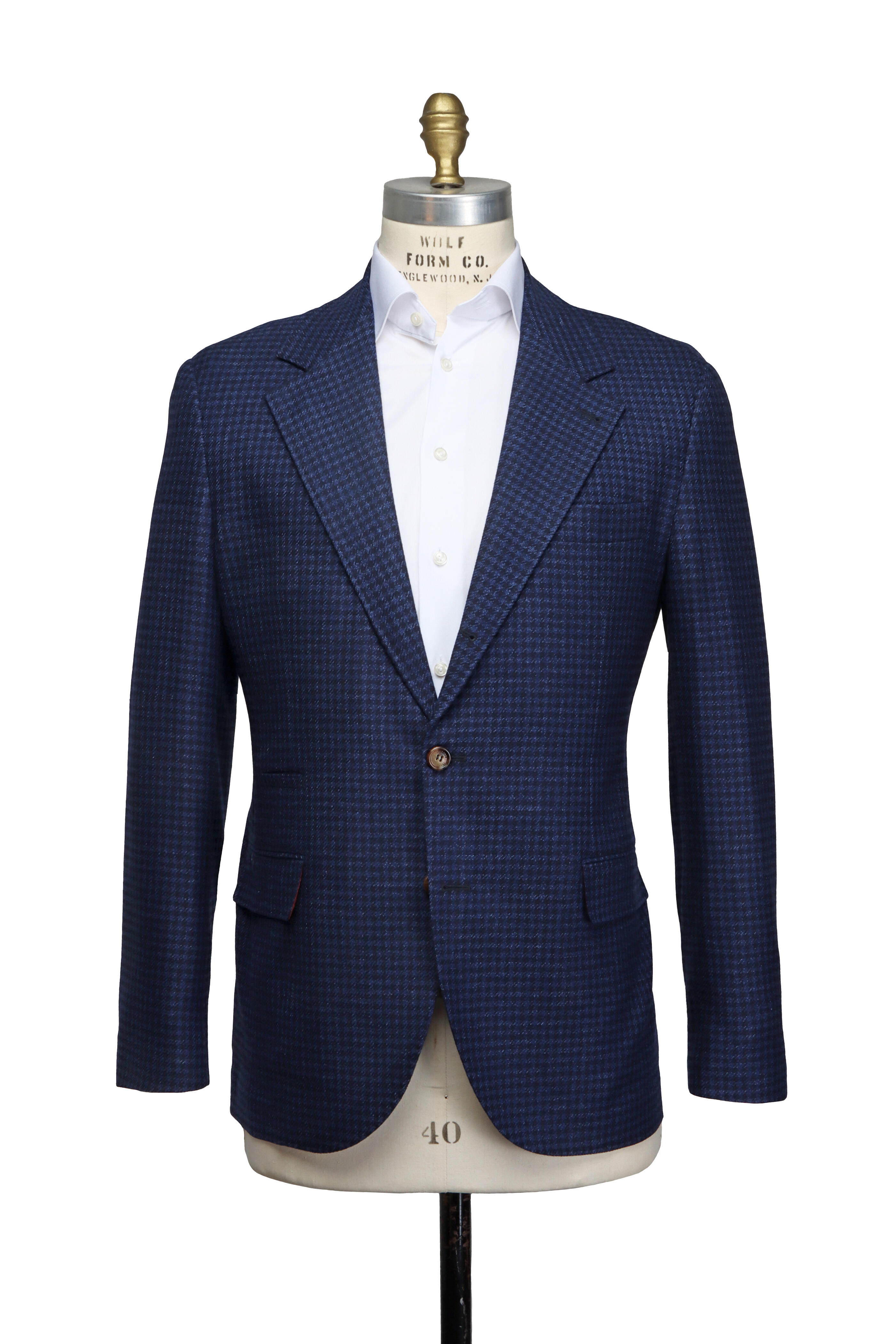 Brunello Cucinelli - Navy & Blue Houndstooth Sportcoat
