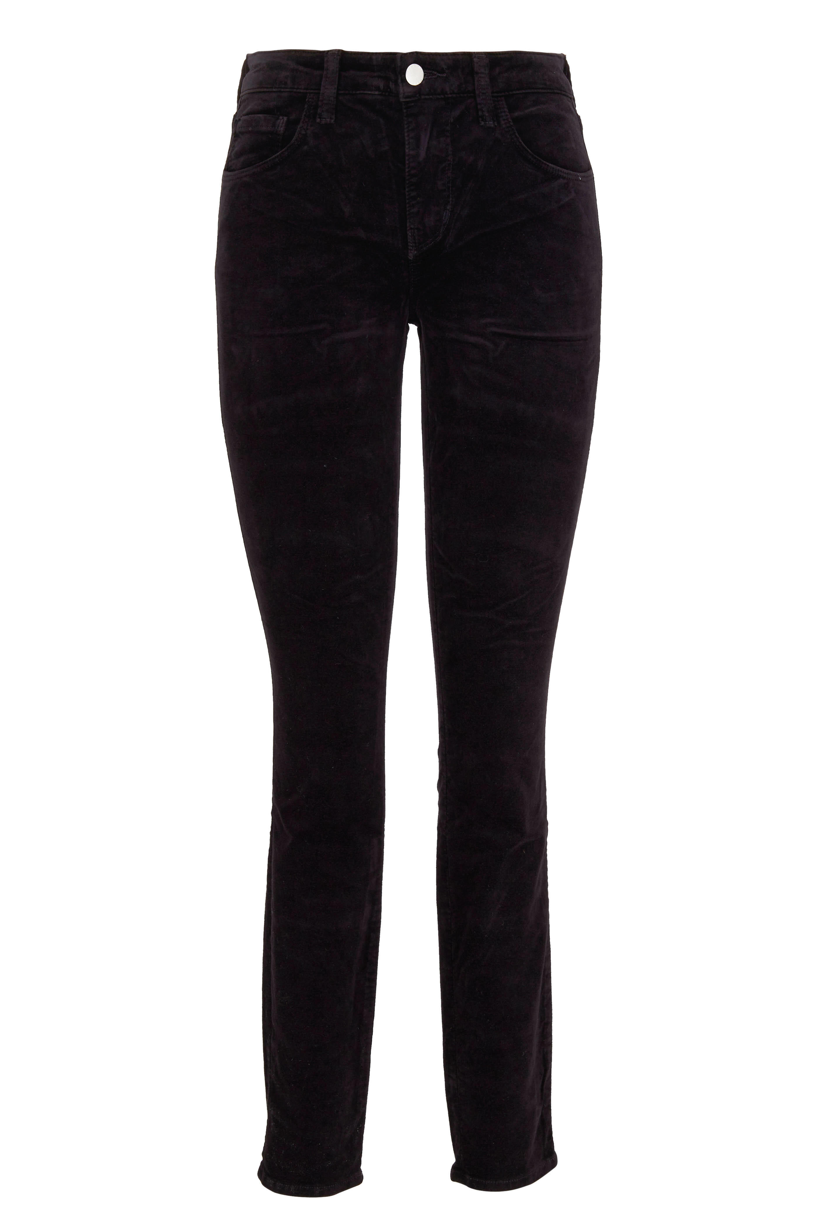 L'Agence - Marguerite Noir Velvet High Rise Skinny Jean