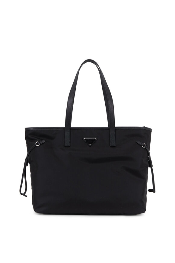 Prada - Black Tessuto Drawstring Sides Large Tote