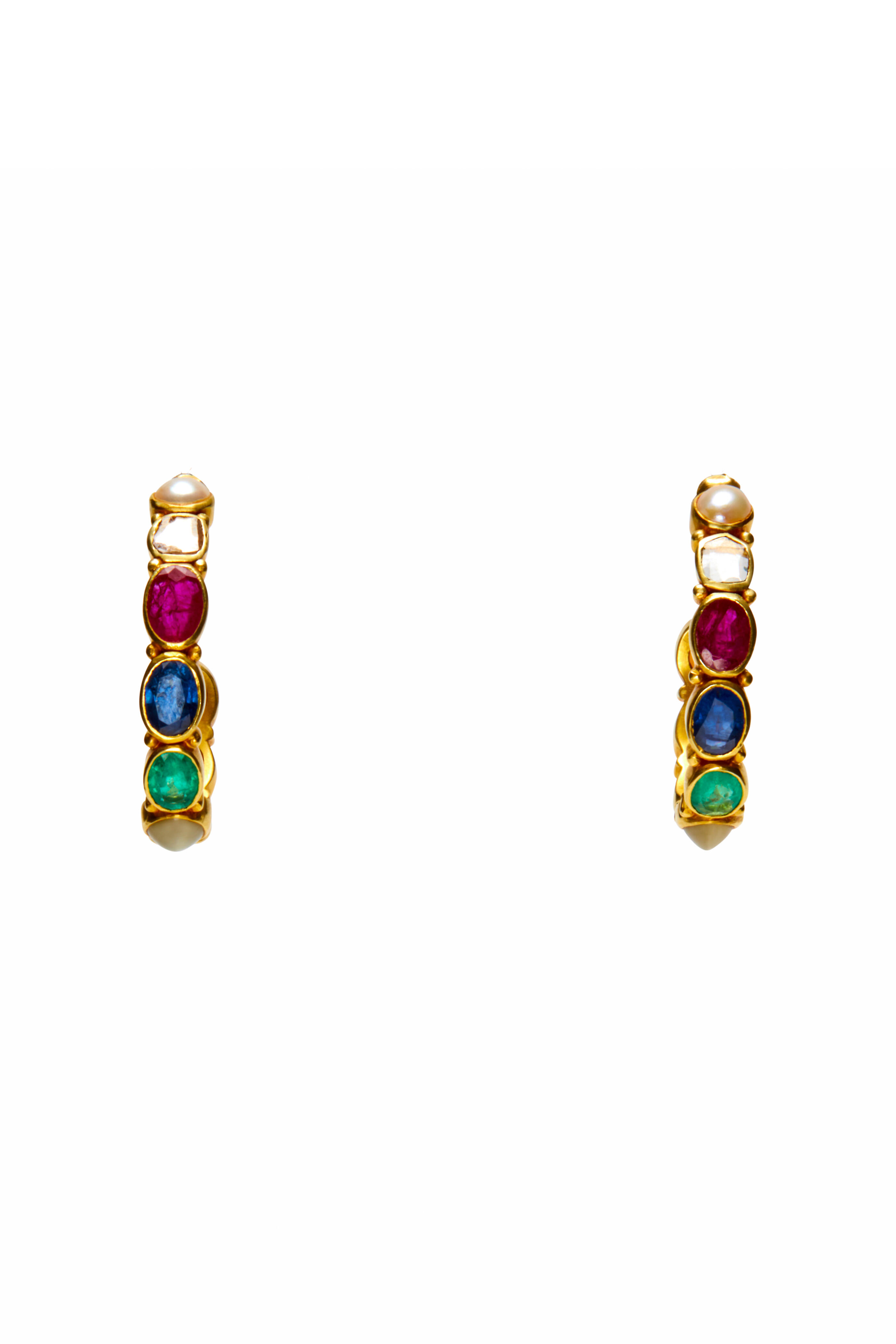 Van Gelder - 18k Yellow Gold Navaratna Planets Hoops