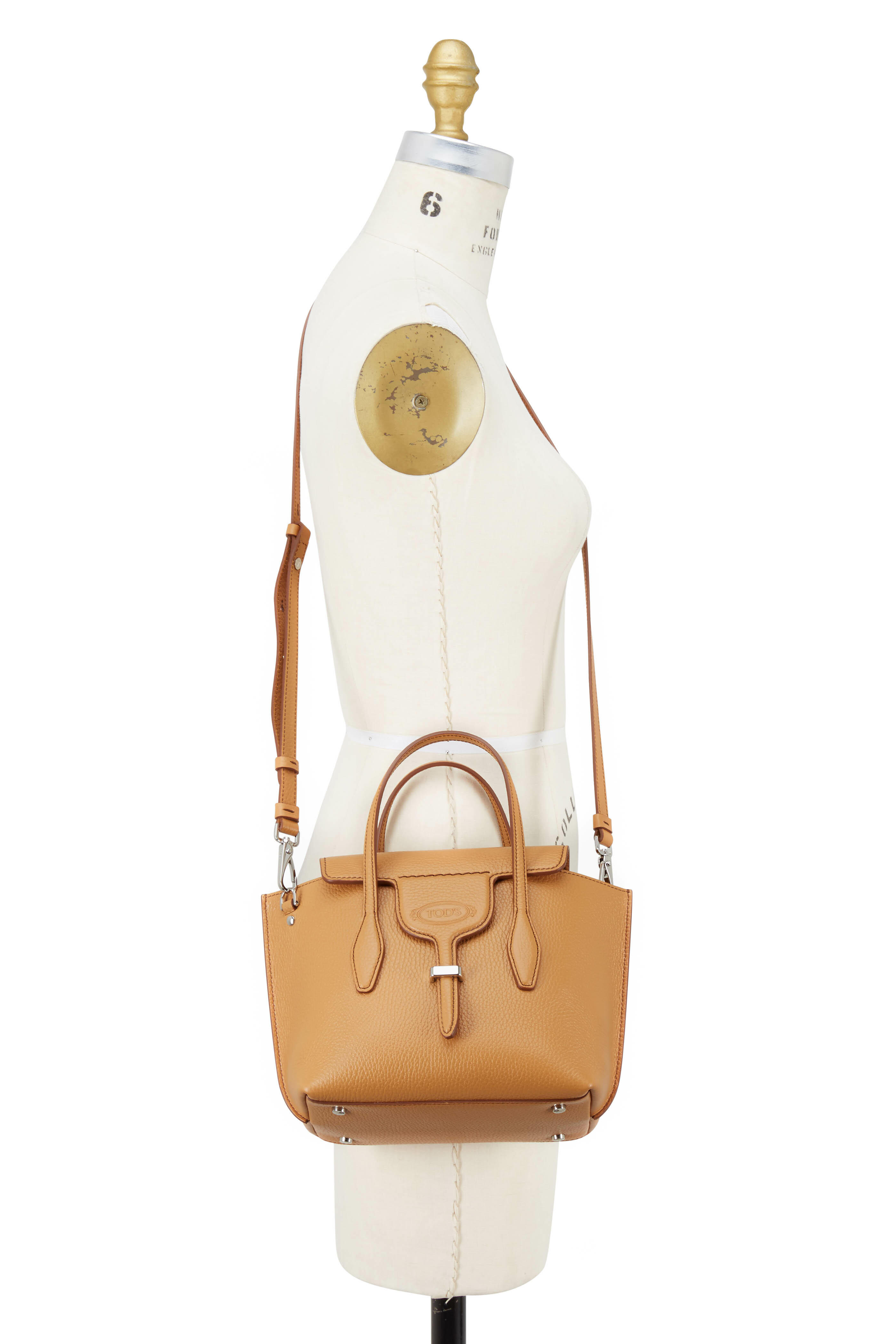 Tod's - New Joy Beige Pebbled Leather Mini Hobo Bag