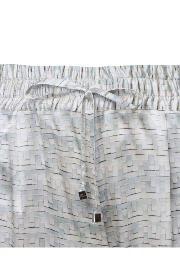 Kiton - Sky Blue Woven Print Silk Pant | Mitchell Stores