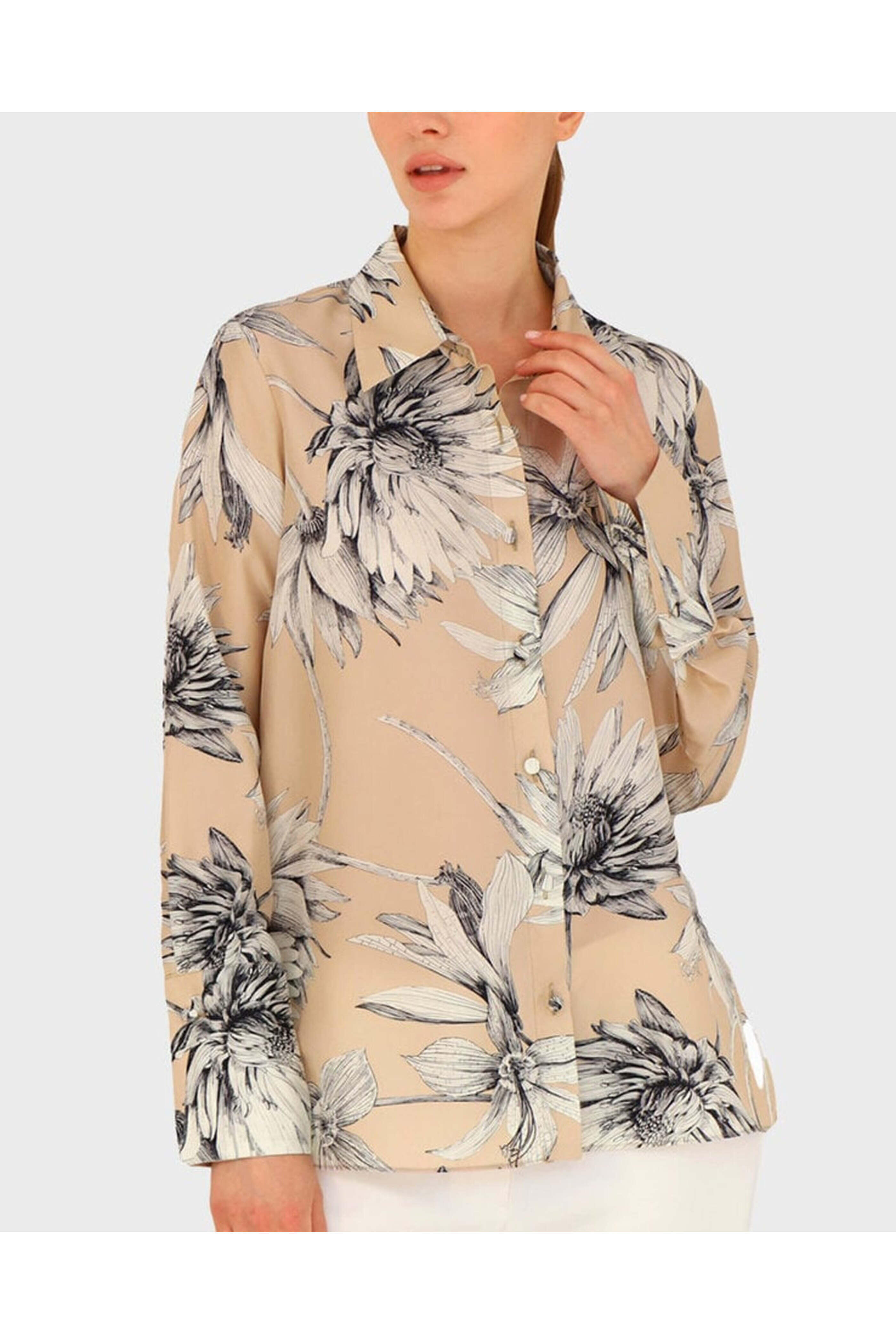 Rani Arabella - Beige Dahlia Button Up Shirt