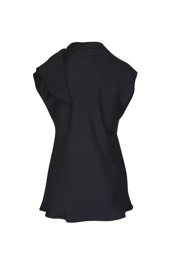 Giorgio Armani - Black Silk Satin Drape Blouse