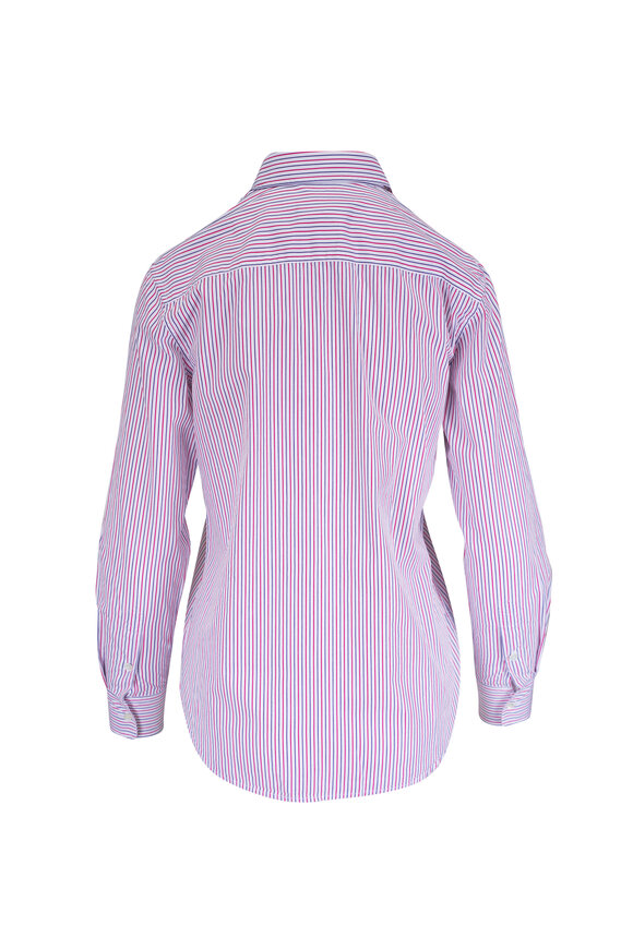 Nili Lotan Raphael Red & Blue Stripe Button Up Blouse - view 3