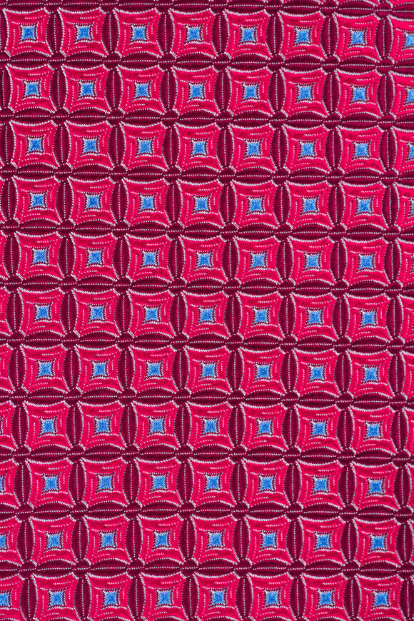 Kiton Red Geometric Print Silk Necktie - view 2