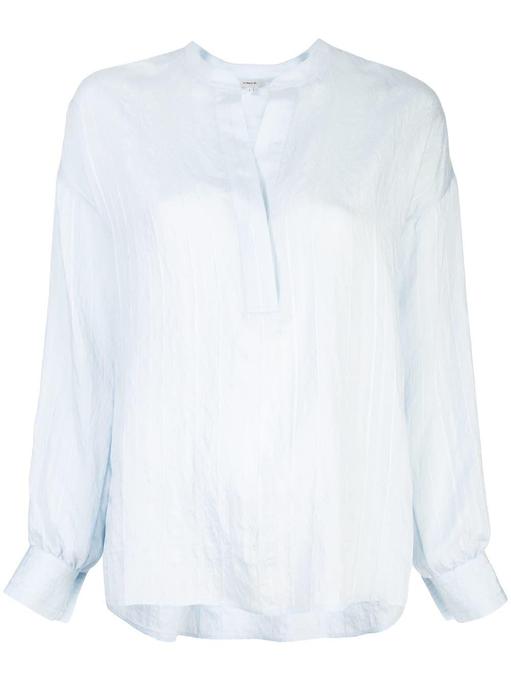 Vince - Powder Blue Striped Drape Blouse
