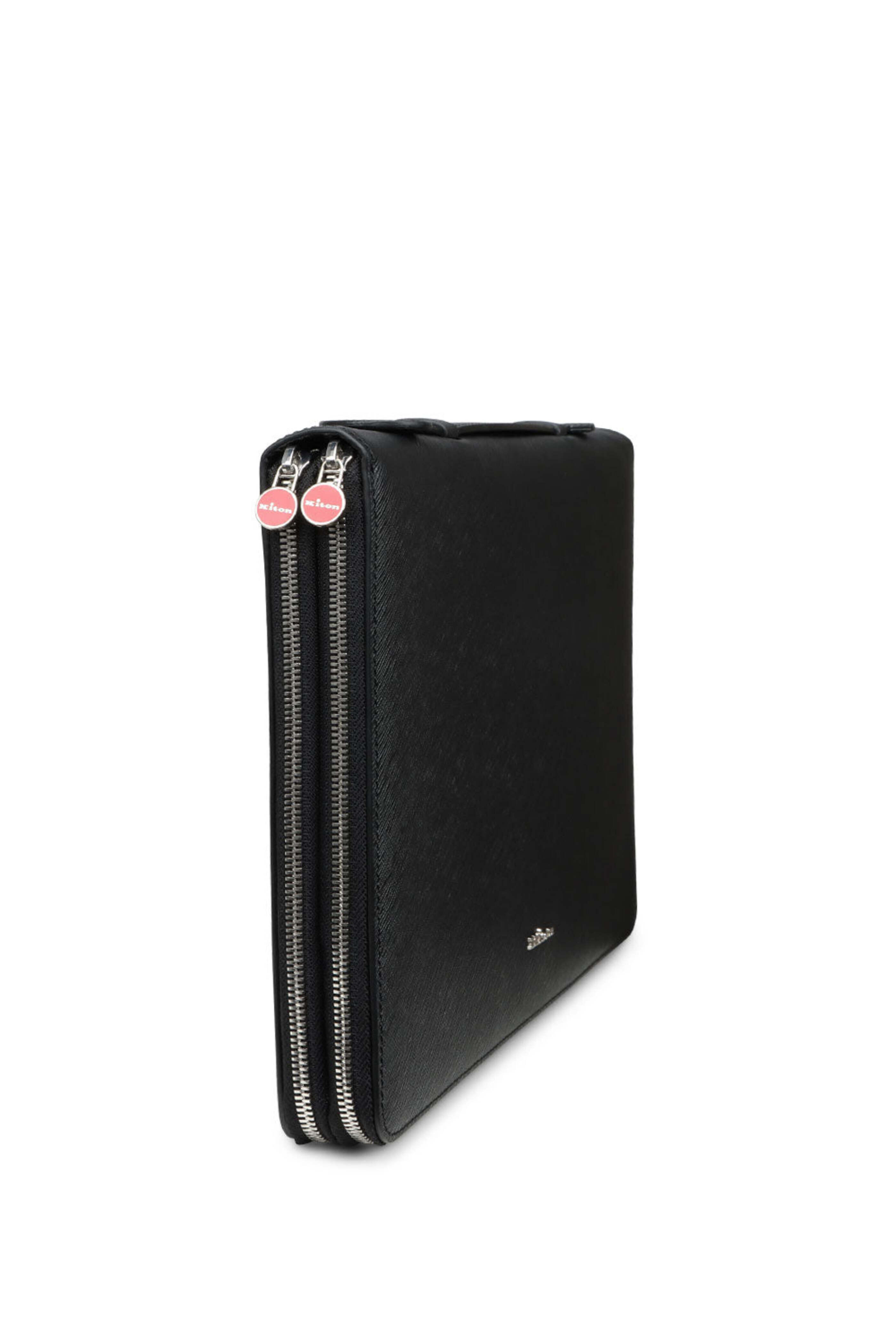 Kiton - Black Double Zip Top Handle Portfolio