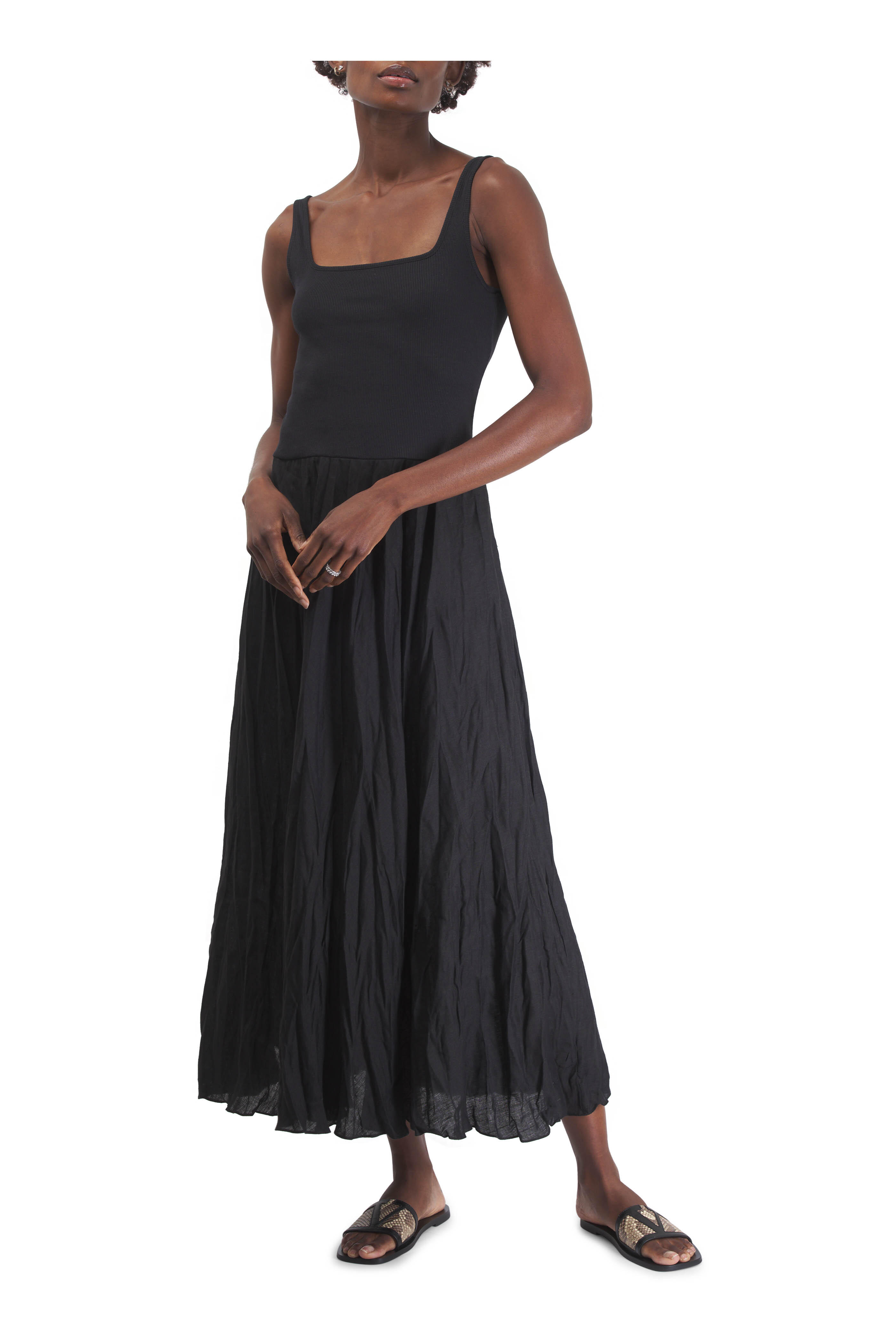 Johanna Ortiz - Mariner Black Ribbed Maxi Dress | Mitchell