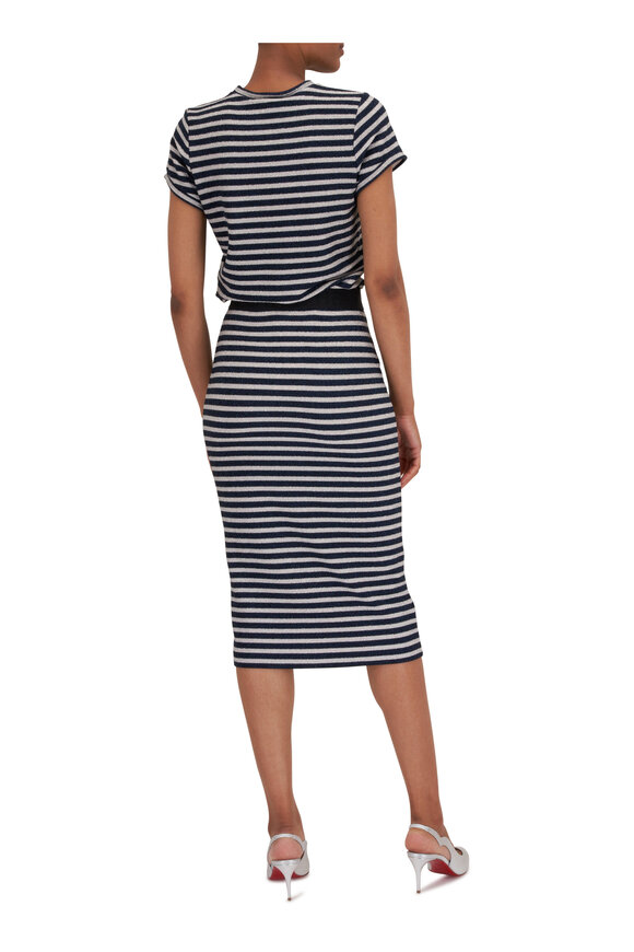 Dorothee Schumacher - Endless Shimmer Navy & Silver Stripe Skirt 