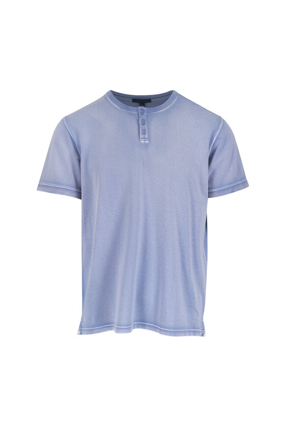 Patrick Assaraf Vintage Haze Blue Henley - view 1