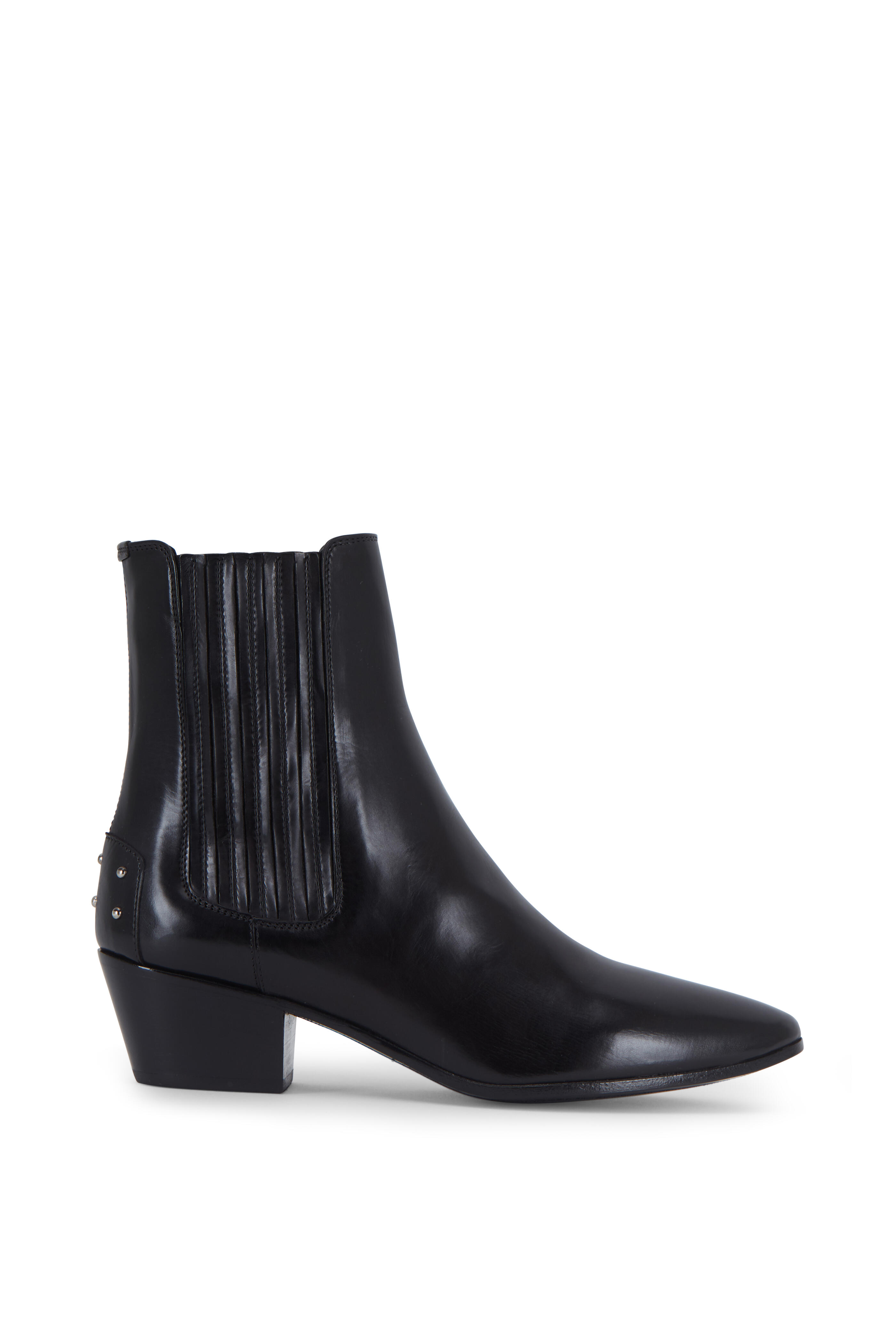 Saint Laurent - West Black Vitellino Leather Ankle Boot, 45mm