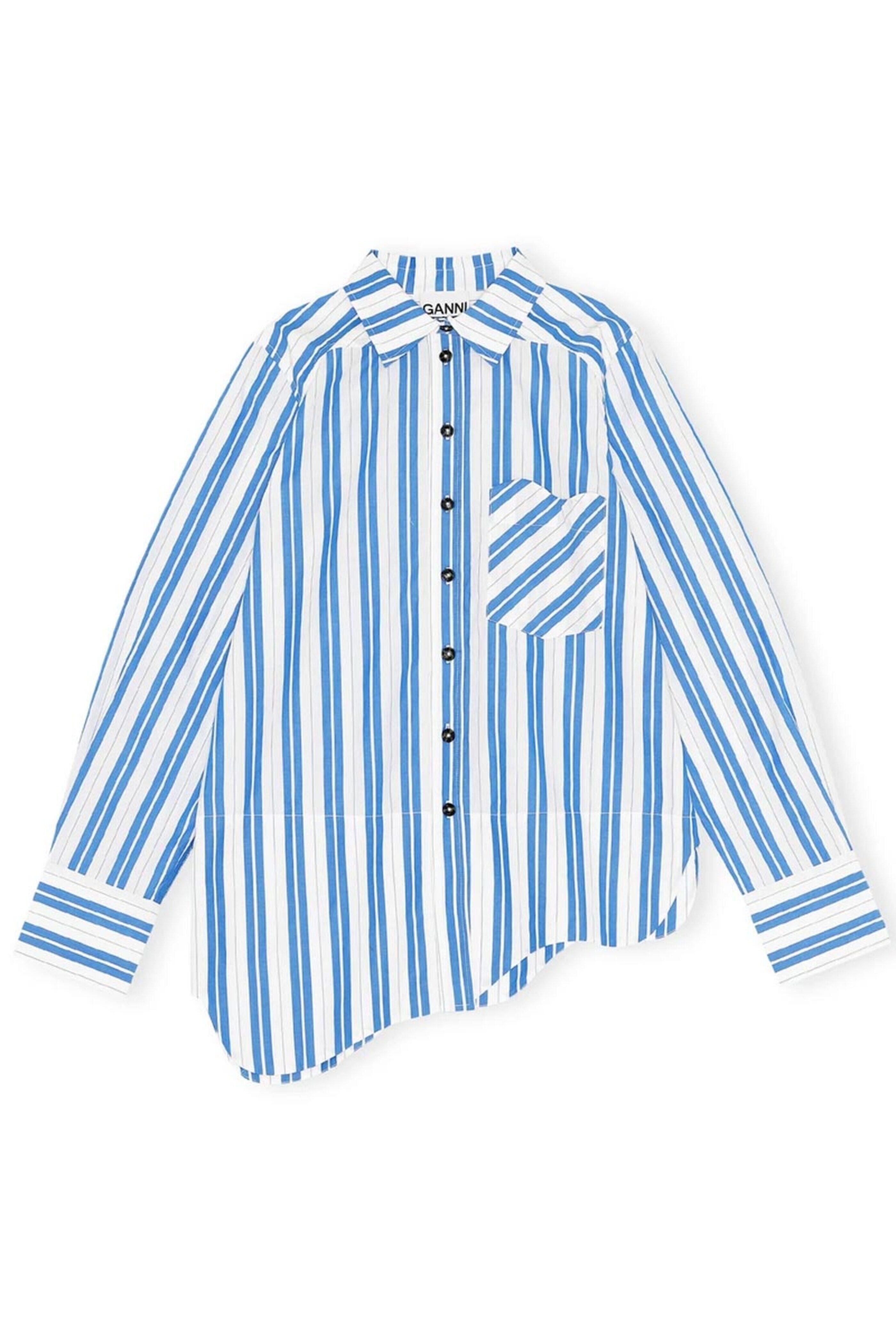 Ganni - Daphne Striped Cotton Button Up Shirt