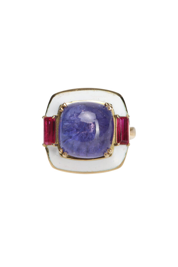Ray Griffiths Tanzanite & Ruby Enamel Ring